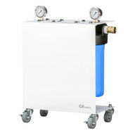 Growonix Lil Boss Deluxe Scrubber water filtration system with pressure gauges and wheels.