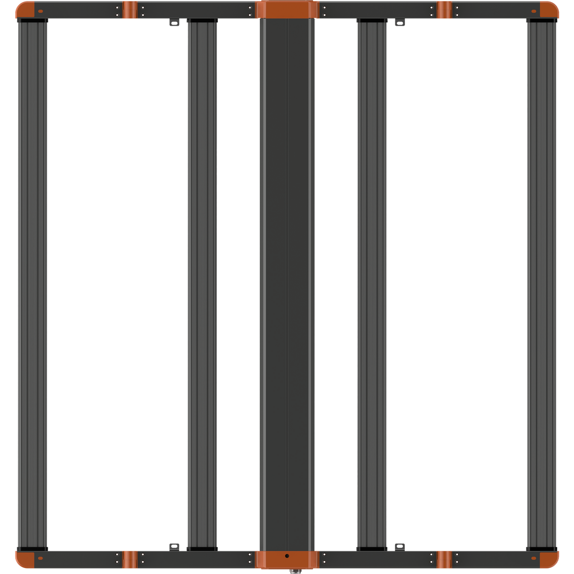 Growpros Eagle LED grow light frame, dark grey with orange end caps, side profile view.