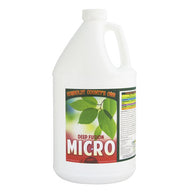 White jug of Humboldt County's Own Deep Fusion Micro fertilizer with green leaves on the label.