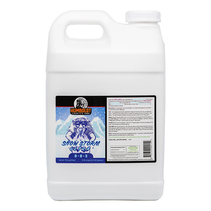 Humboldt's Own Snow Storm Ultra 2.5 Gallon Fertilizer - 0-0-3 formula.