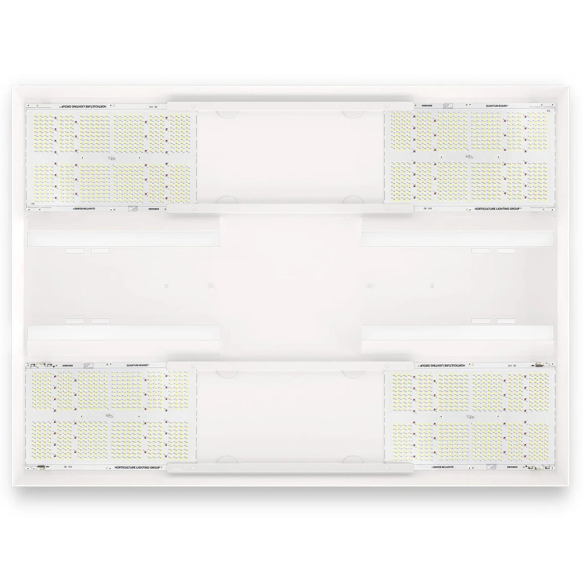 HLG 750FS LED grow light with eight Samsung Quantum Boards and multiple rows of white LEDs.