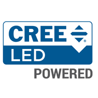 CREE LED Powered logo with blue and grey text on a black background.