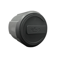 Dark gray oil cap with an oil can symbol, part of a Harvest Right Premier Pump Demister.