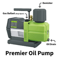 Premier Oil Pump with Gas Ballast, Demister, and Oil Drain labeled.