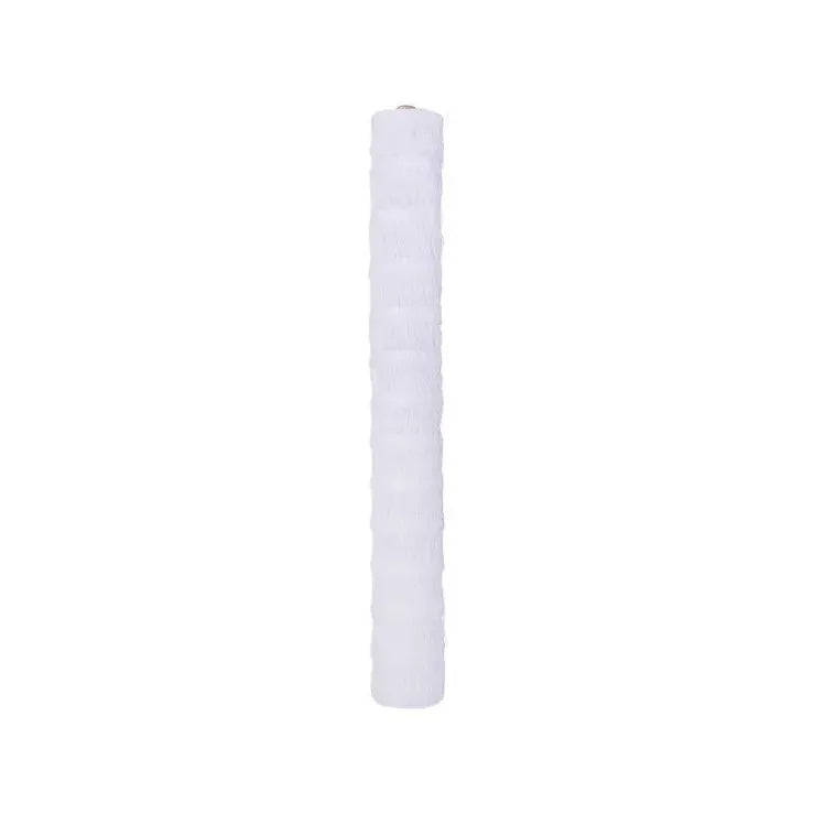 A white, rolled trellis netting with horizontal ribbed texture, isolated on a white background.
