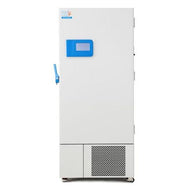White Holland Green Science Preseva Pagoma laboratory freezer. Features a blue display, handle, and ventilation.