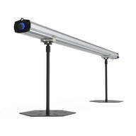 HortiBloom SubFlux 120W LED Grow Light Bar on two black stands with hexagonal bases, for under canopy use.