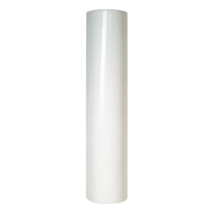 A tall, white roll of filter paper on a white background.