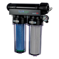 HydroLogic Stealth-RO 150 GPD water filter with carbon and sediment filters, and pressure gauge.