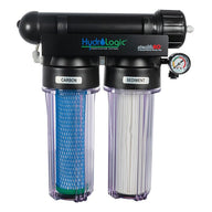 HydroLogic Stealth RO water filter with carbon and sediment filters and pressure gauge.