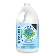 Hyclean line equipment cleaner 4L jug with blue and green label featuring a drop and flowers.