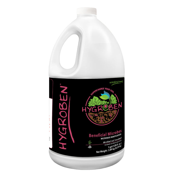 Hygrozyme HYGROBEN microbial root inoculant, 1 gallon jug.