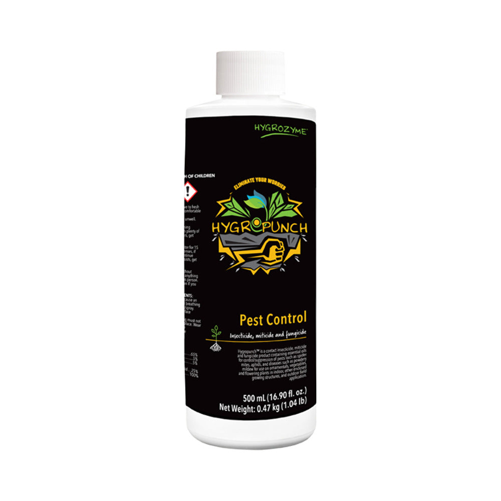 Hygrozyme HygroPunch Pest Control bottle with insecticide, miticide, fungicide. 500ml.