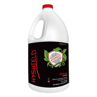 Hygrozyme Hyshield Chitosan 4L bottle, red cap, green leaves, white shield logo, black label.