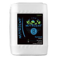 White jug of Hygrozyme Nutrient B, 20L, with black label featuring 