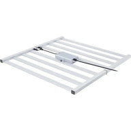 White ION LED 630W full spectrum grow light, featuring a bar-style frame, central silver driver box, and black cables.