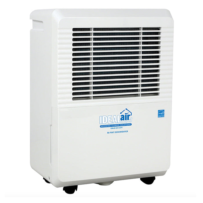 Ideal Air 50 pint dehumidifier with front grille and logo.
