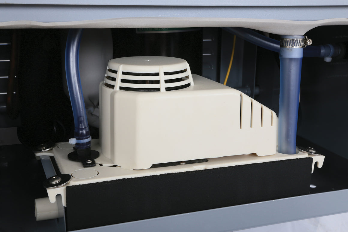 IdealAir Pro Series Dehumidifier internal view with pump and tubing.