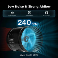 Inline Booster Duct Fan 6 240CFM Black Low Noise & Strong Airflow