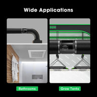 Inline Booster Duct Fan 6 240CFM Black Wide Applications