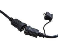 Black cord with male and female connectors, one connected to the cord, the other disengaged.