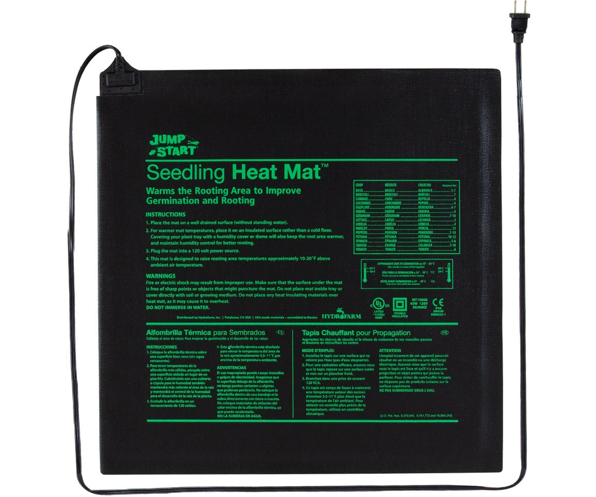 JumpStart seedling heat mat for germination and rooting, warms the rooting area, 20x20 inch, 45W.