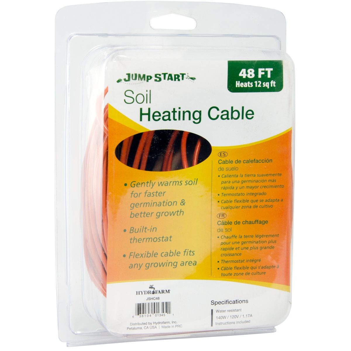 Jump Start 48 FT soil heating cable with built-in thermostat, heats 12 sq ft.