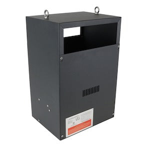 Black natural gas CO2 generator with two hanging rings and ventilation slots.