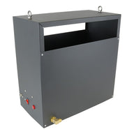 Dark gray CO2 generator with open top, switches, and brass valve.