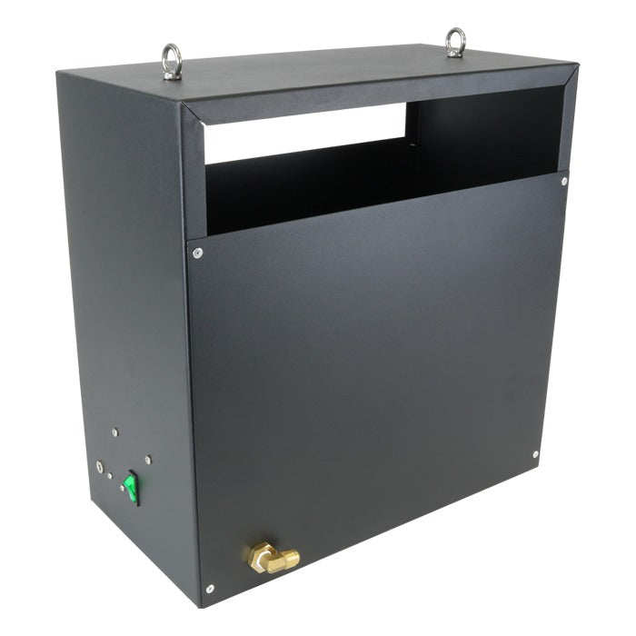 Black propane CO2 generator with green switch and brass valve, for growing plants.