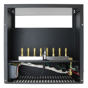 Top view of an 8-burner propane CO2 generator with brass fittings, a transformer, and wiring.