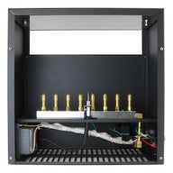 Top view of an 8-burner propane CO2 generator with brass fittings, a transformer, and wiring.