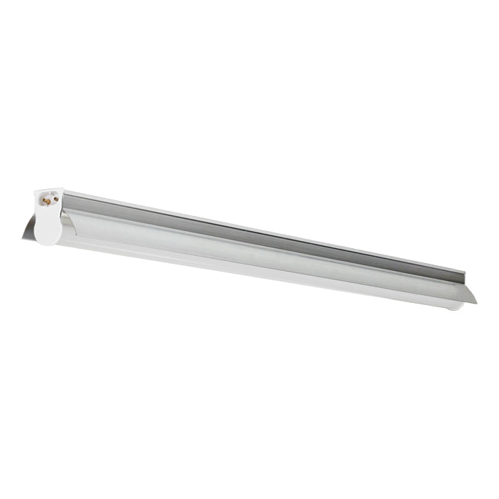 Lightech T5 2ft LED reflector light with white and silver housing on a white background.