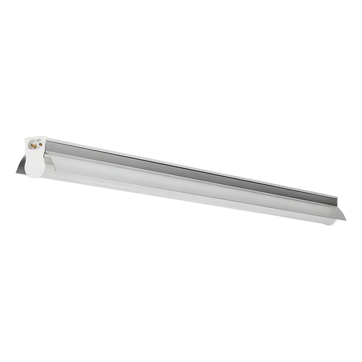 Lightech T5 2ft LED reflector light with white and silver housing on a white background.