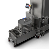 Lowtemp Autosieve Collection System: stainless steel with control panel, sieve, and collection drum on wheels.