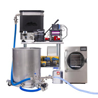 Lowtemp Mini Lab Bundle: Rosin press, solvent tank, and freeze dryer for cannabis extraction.
