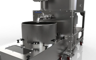 Low-temperature nesting recirculation collection tank with stainless steel body and faucet.