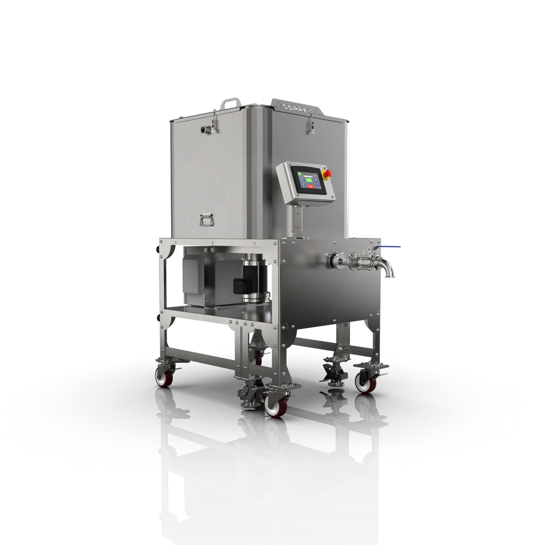 Lowtemp Osprey 75-gallon hash washing machine, stainless steel, touchscreen, wheels.
