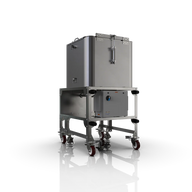 Low Temp Osprey 75-gallon hash washing machine with stainless steel construction and caster wheels.