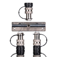 Medusa manifold with 4-press setup, featuring brass splitter and quick-connect fittings.