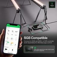 Vivosun LumaRay Under Canopy Lights and smart controller with app displaying grow data. SGS compatible for effortless control.