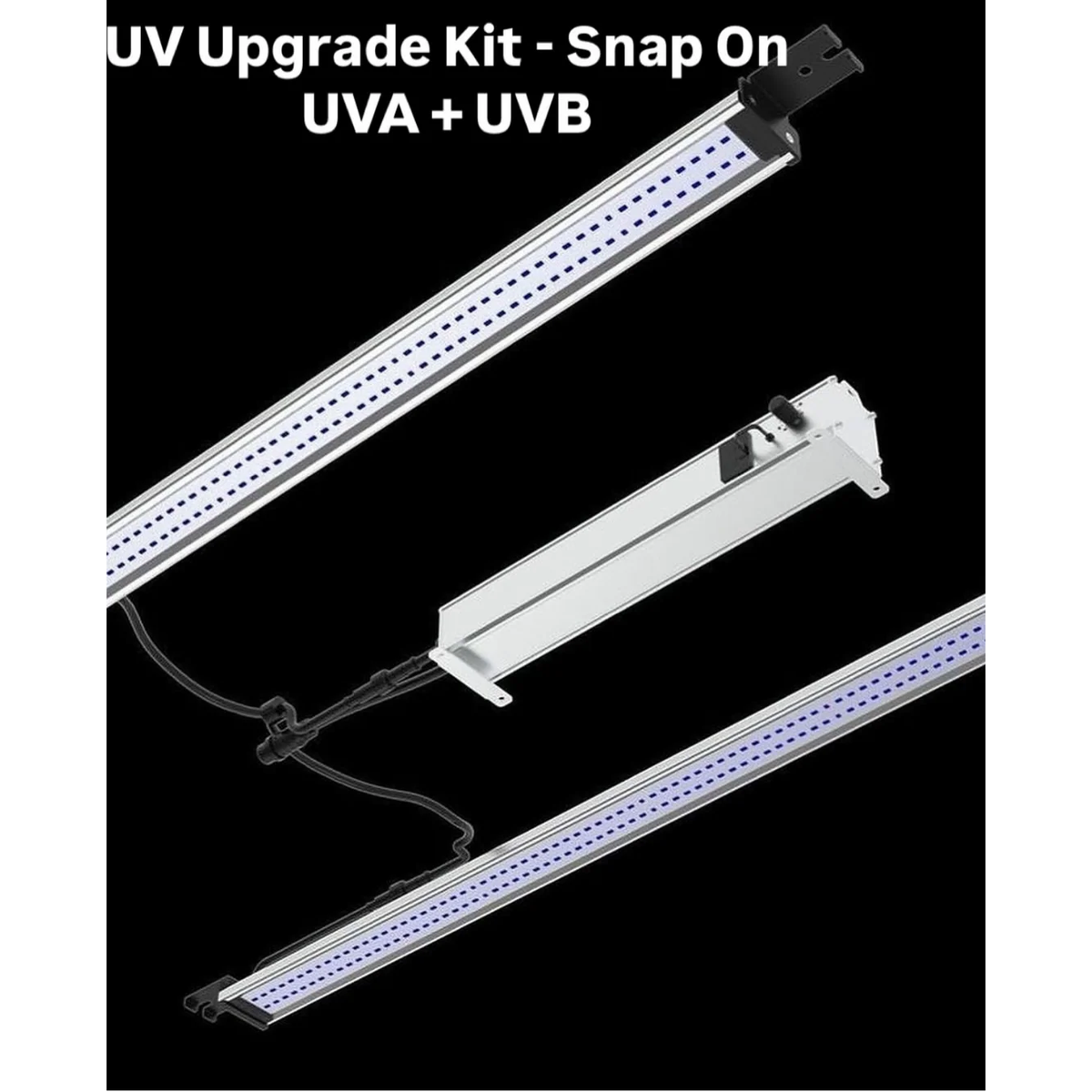 UV Upgrade Kit - Snap On UVA + UVB light bars, suspended against black background.