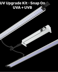 UV Upgrade Kit - Snap On UVA + UVB light bars, suspended against black background.