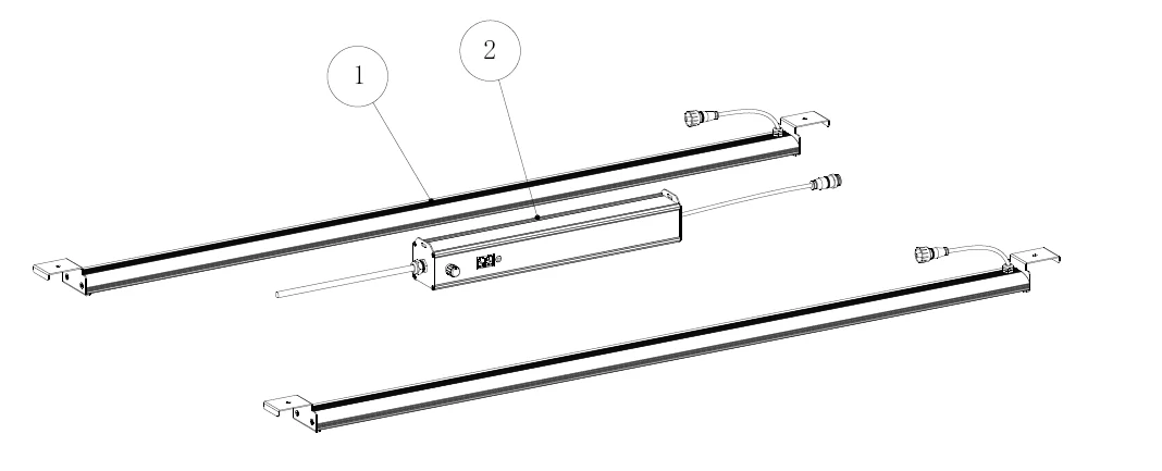 Diagram of a UV upgrade kit with two linear light bars and a central control box.