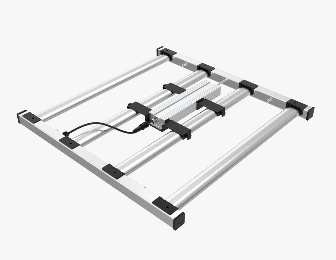 Mammoth Lighting Nova Sun Series 4-Bar LED grow light with aluminum frame and black clips on white background.