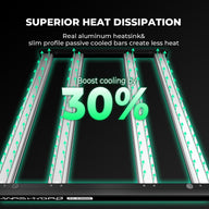 Mars Hydro FC-E3000 LED grow light: superior heat dissipation, slim profile, 30% better cooling.