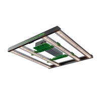 Mars Hydro FC-E3000 LED grow light with white LEDs and green mounting brackets.