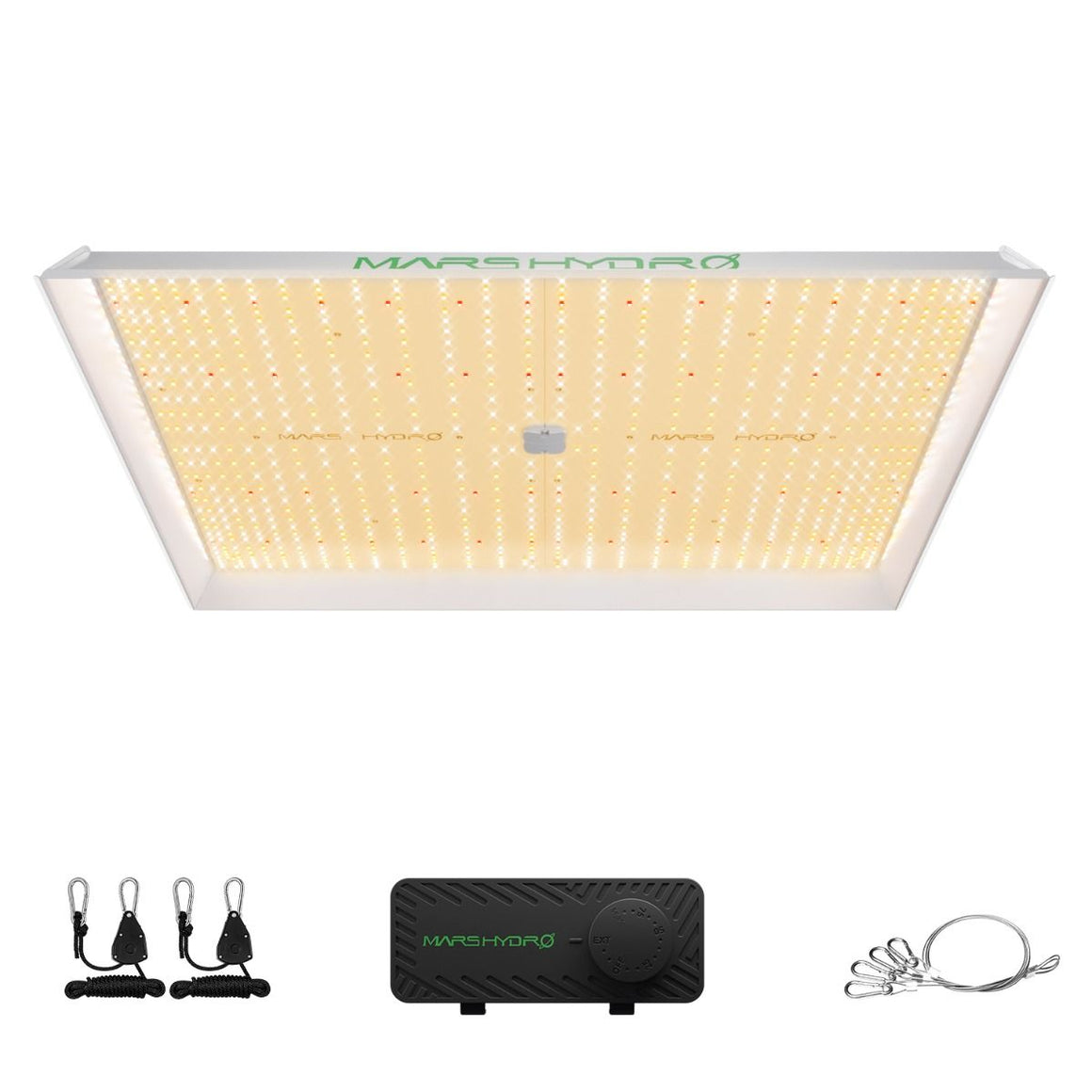 Mars Hydro TS 3000 LED grow light with hanging kit and dimmer.