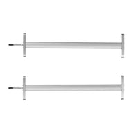 Two silver Medic Grow UV IR light bars with T-shaped end plates and connectors, viewed from above.