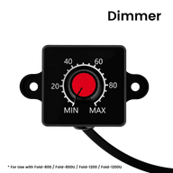 MedicGrow 0-10V LED Dimmer Controller with black housing, red rotary knob, white scale (20-80), MIN/MAX labels.